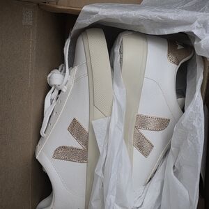 Veja Women's White and Gold-Toned Sneakers